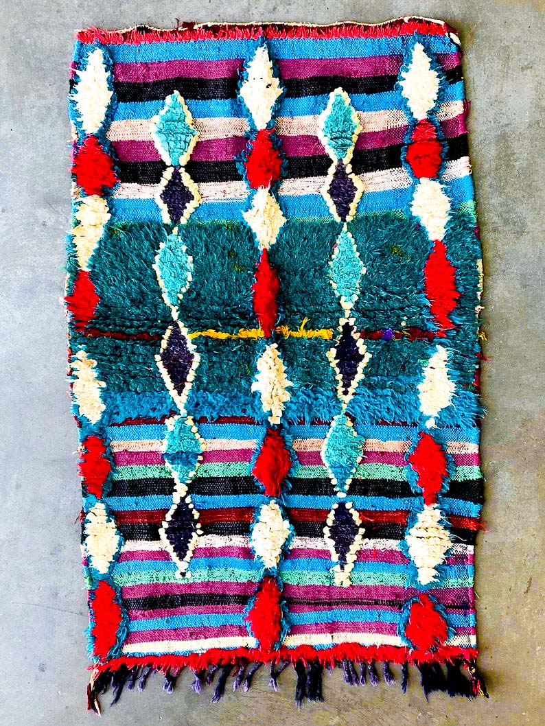 BOUCHEROUITE MOROCCAN RUG #240 - Vintage Handmade Carpet