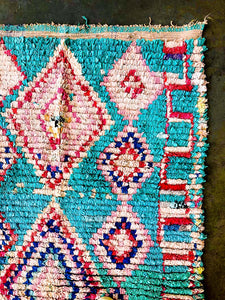 BOUCHEROUITE MOROCCAN RUNNER #224 - Vintage Handmade Carpet - On Sale!