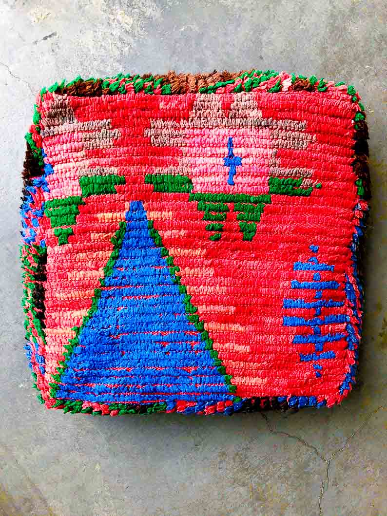 AZILAL MOROCCAN POUF #75 - Vintage Handmade Cushion