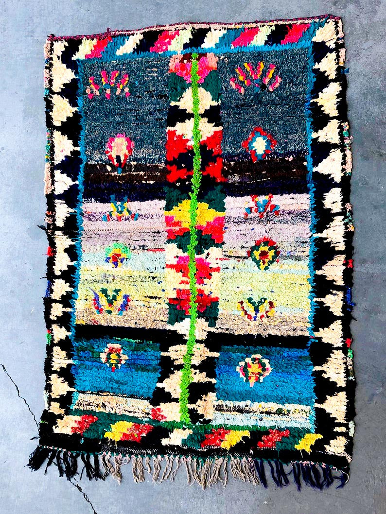 BOUCHEROUITE MOROCCAN RUG #210 - Vintage Handmade Carpet