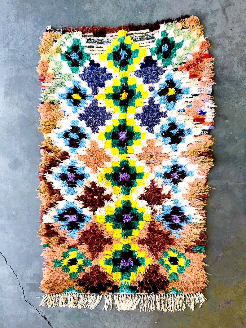 BOUCHEROUITE MOROCCAN RUG #247 - Vintage Handmade Carpet