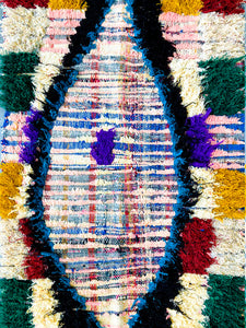 BOUCHEROUITE MOROCCAN RUNNER #235 - Vintage Handmade Carpet