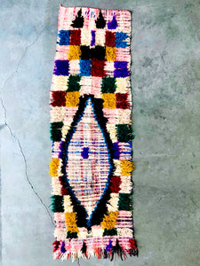 BOUCHEROUITE MOROCCAN RUNNER #235 - Vintage Handmade Carpet