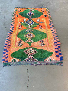 BOUCHEROUITE MOROCCAN RUNNER #582 - Vintage Handmade Carpet