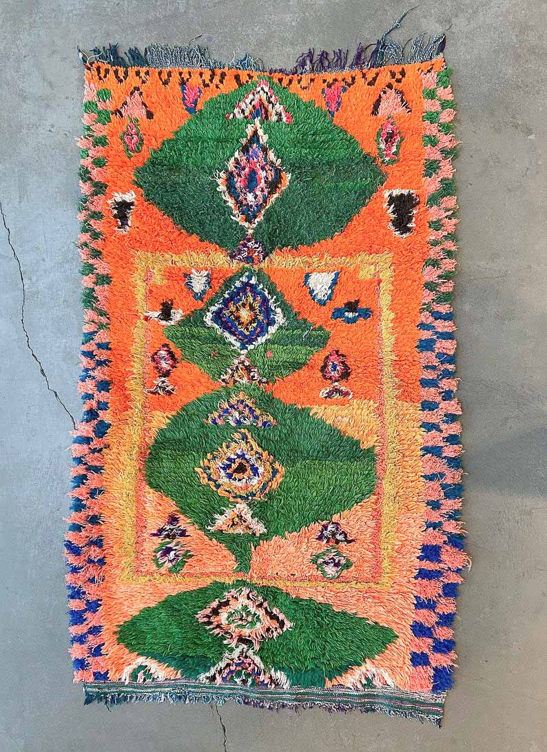BOUCHEROUITE MOROCCAN RUNNER #582 - Vintage Handmade Carpet