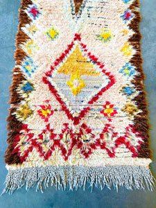 BOUCHEROUITE MOROCCAN RUNNER #230 - Vintage Handmade Carpet